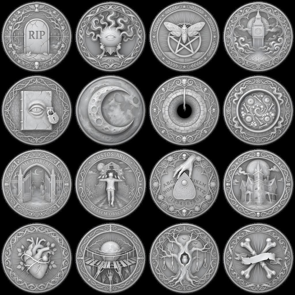 Gothic Monster Coin Engraving, Numismatic Depth Map Laser Relief File