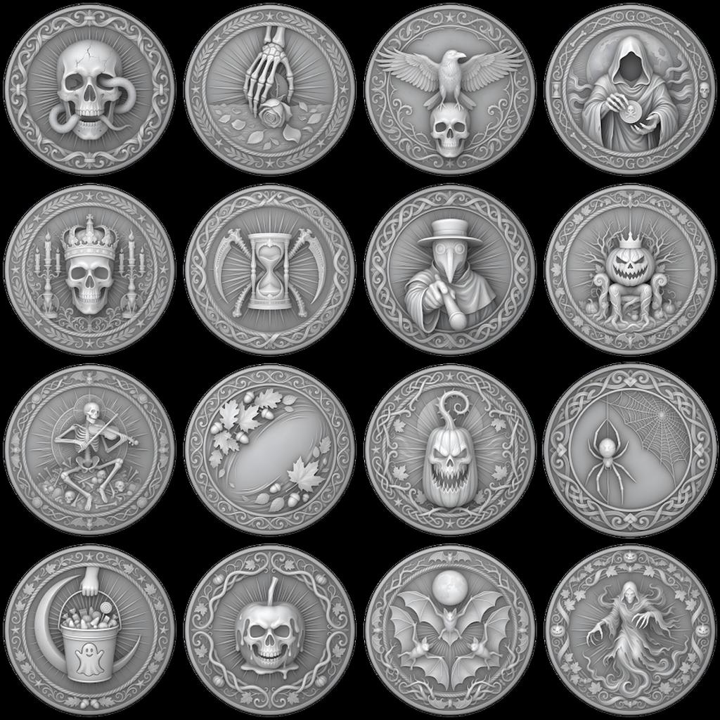 Gothic Monster Coin Engraving, Numismatic Depth Map Laser Relief File