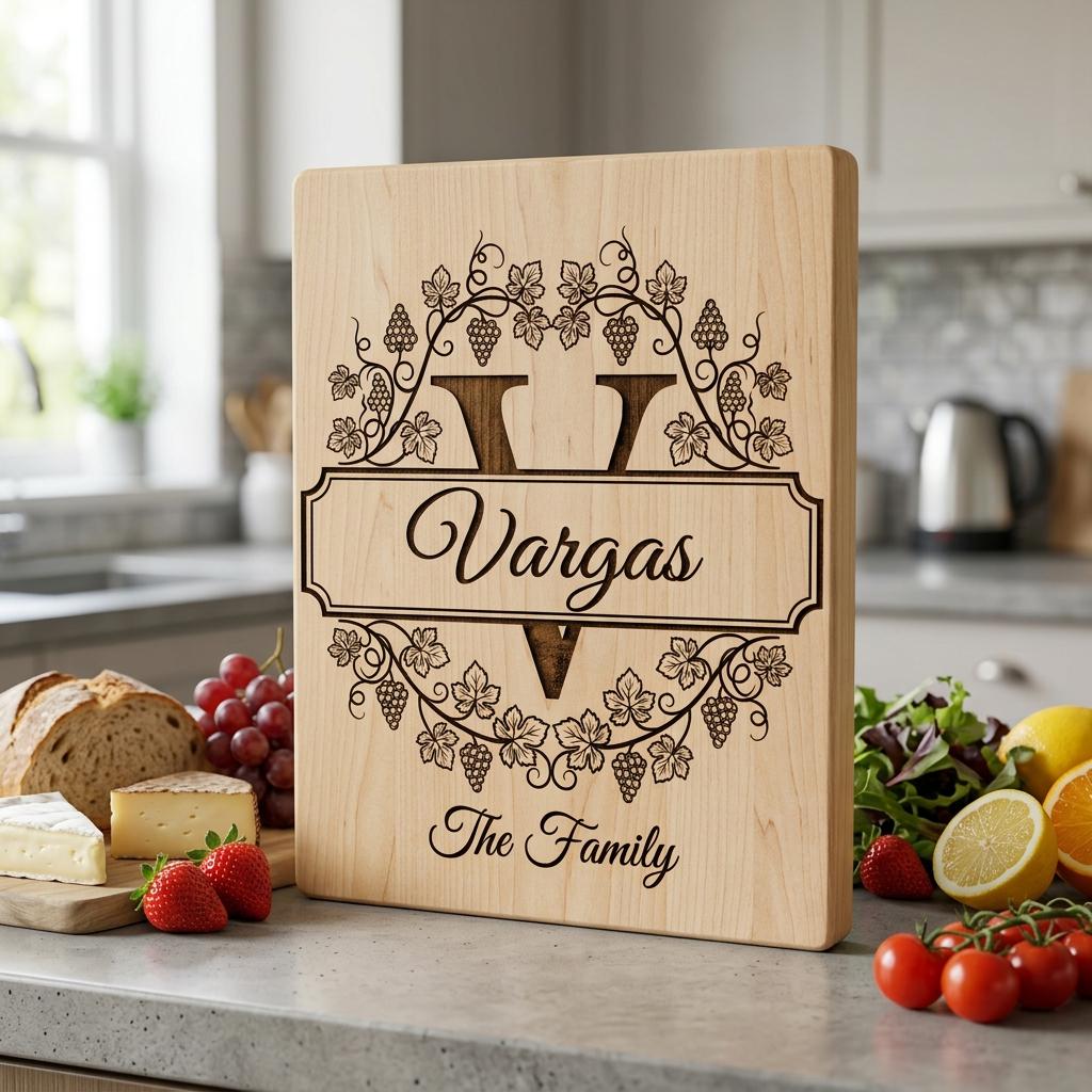 Grapevine Monogram Alphabet for Laser Engraving, Custom Family Board Gift
