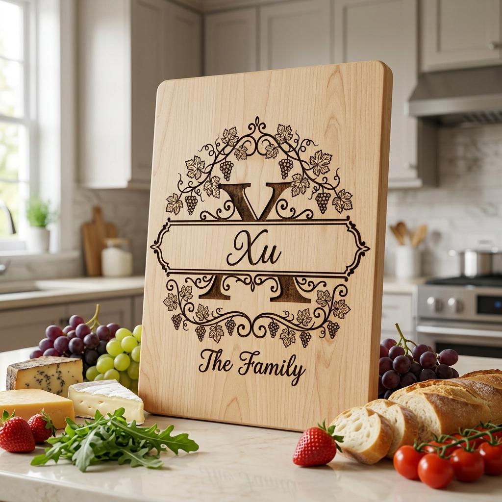 Grapevine Monogram Alphabet for Laser Engraving, Custom Family Board Gift