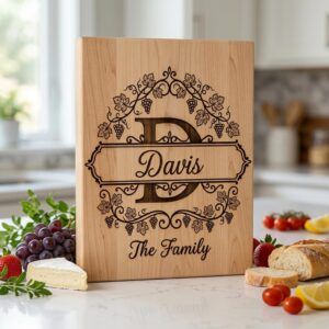 Grapevine Monogram Alphabet for Laser Engraving, Custom Family Board Gift