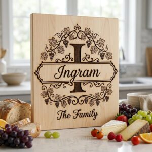 Grapevine Monogram Alphabet for Laser Engraving, Custom Family Board Gift