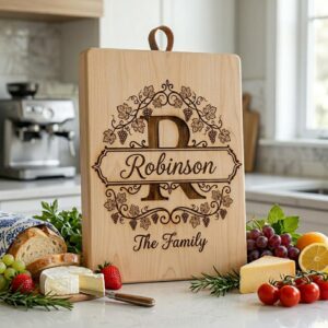 Grapevine Monogram Alphabet for Laser Engraving, Custom Family Board Gift