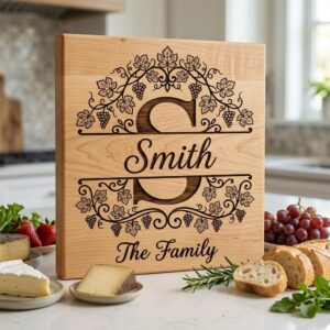 Grapevine Monogram Alphabet for Laser Engraving, Custom Family Board Gift