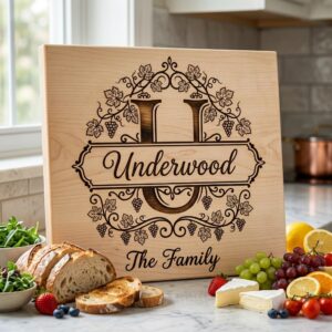 Grapevine Monogram Alphabet for Laser Engraving, Custom Family Board Gift
