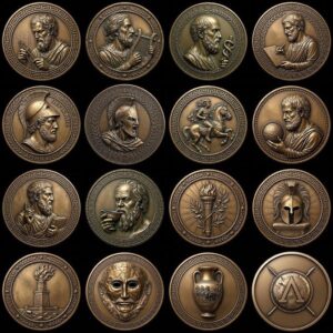 Greek Coin Medallion Depth Map Bundle, Warrior and Ship Relief Laser File