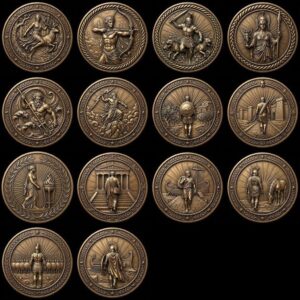 Greek Coin Medallion Depth Map Bundle, Warrior and Ship Relief Laser File