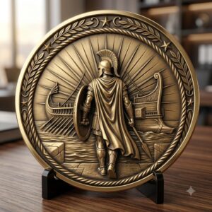 Greek Coin Medallion Depth Map Bundle, Warrior and Ship Relief Laser File