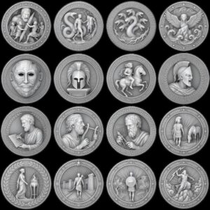 Greek Coin Medallion Depth Map Bundle, Warrior and Ship Relief Laser File