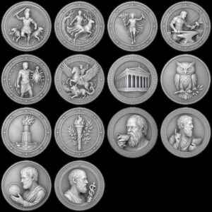 Greek Coin Medallion Depth Map Bundle, Warrior and Ship Relief Laser File