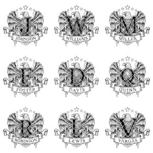 Heraldic Monogram Laser Engraving Design, Custom Surname Chopping Board Gift