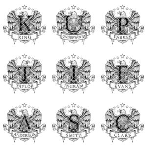 Heraldic Monogram Laser Engraving Design, Custom Surname Chopping Board Gift