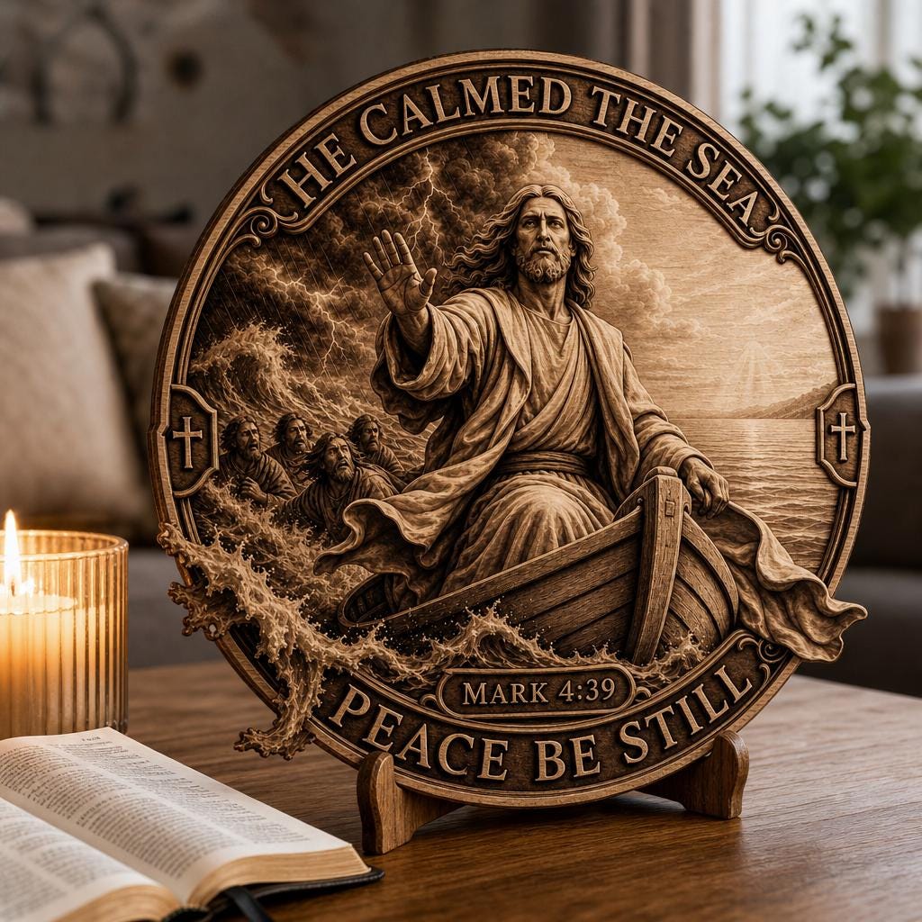 Jesus 3D Illusion Laser File, Miracles of Christ Wood Plaque Wall Art