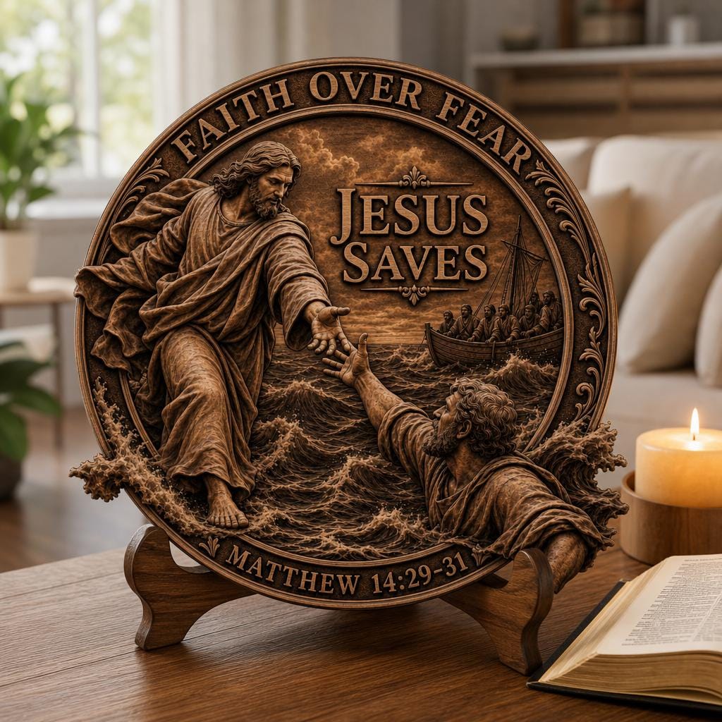 Jesus 3D Illusion Laser File, Miracles of Christ Wood Plaque Wall Art