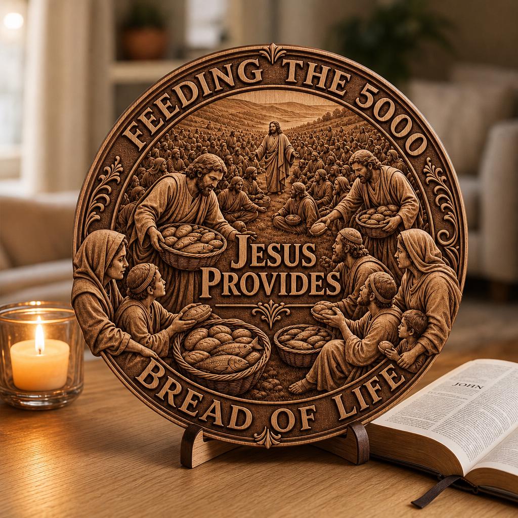 Jesus 3D Illusion Laser File, Miracles of Christ Wood Plaque Wall Art