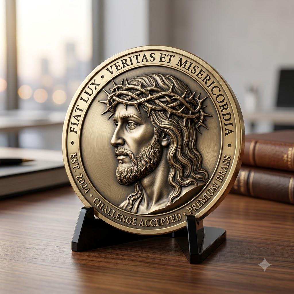 Jesus Coin Engraving Depth Map, Christian Bronze Relief Laser Art Bundle