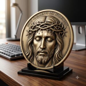 Jesus Coin Engraving Depth Map, Christian Bronze Relief Laser Art Bundle