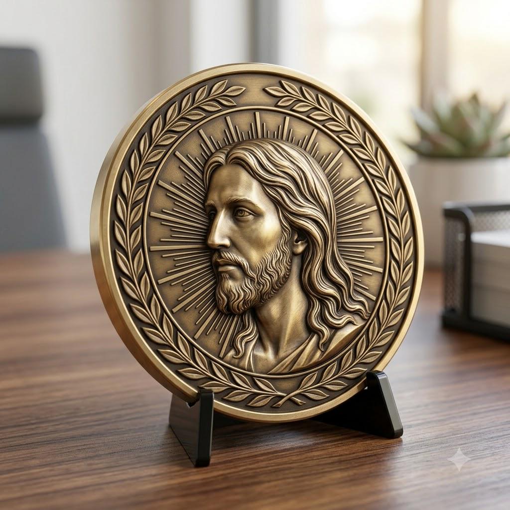 Jesus Coin Engraving Depth Map, Christian Bronze Relief Laser Art Bundle