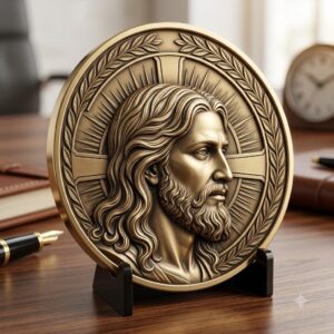 Jesus Coin Engraving Depth Map, Christian Bronze Relief Laser Art Bundle