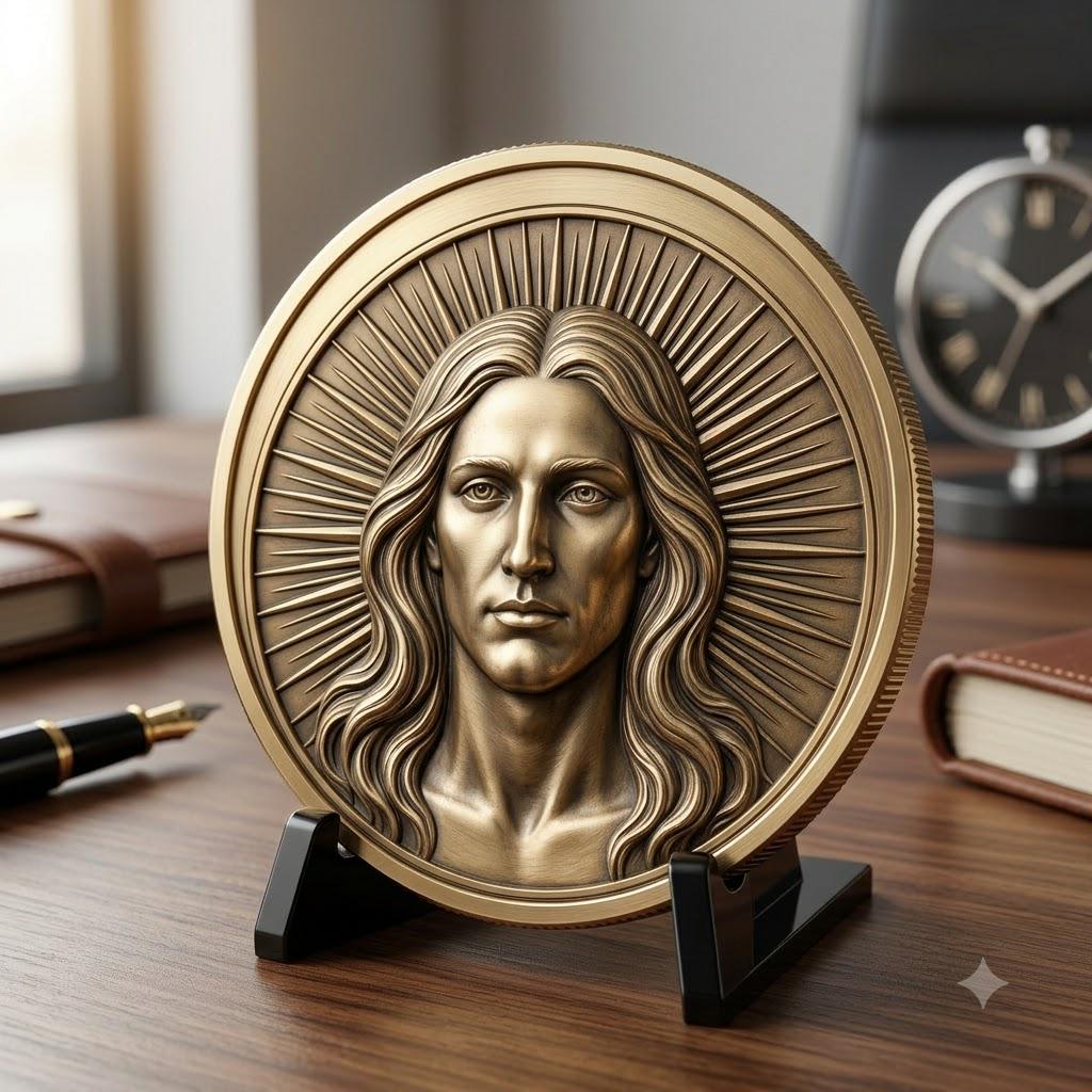 Jesus Coin Engraving Depth Map, Christian Bronze Relief Laser Art Bundle