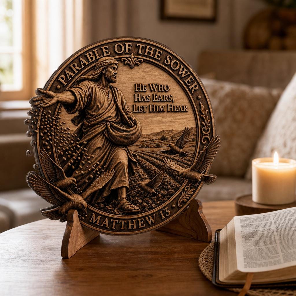 Jesus Parables 3D Illusion Laser Engraving Files, Christian Art Wood Bundle