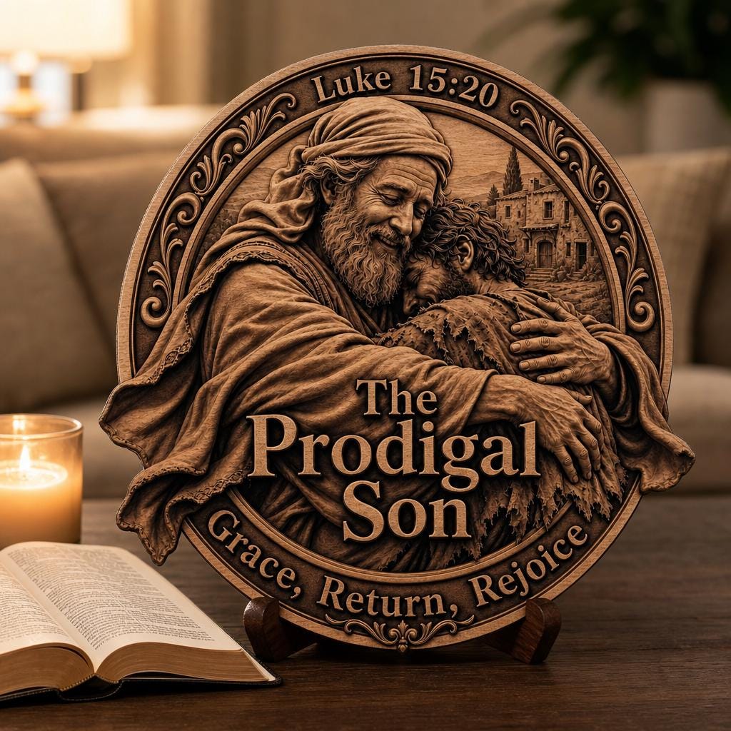 Jesus Parables 3D Illusion Laser Engraving Files, Christian Art Wood Bundle