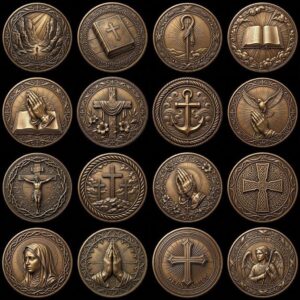 Jesus Relief PNG for Coin Engraving, Christian Medallion Depth Map Pattern