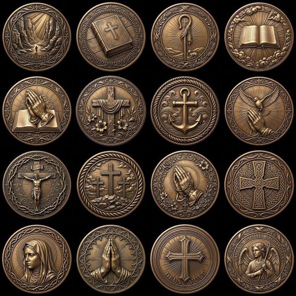 Jesus Relief PNG for Coin Engraving, Christian Medallion Depth Map Pattern