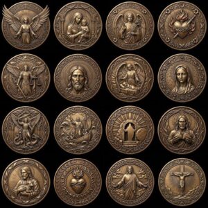 Jesus Relief PNG for Coin Engraving, Christian Medallion Depth Map Pattern
