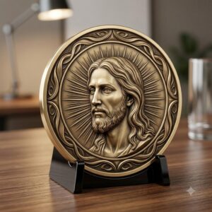 Jesus Relief PNG for Coin Engraving, Christian Medallion Depth Map Pattern