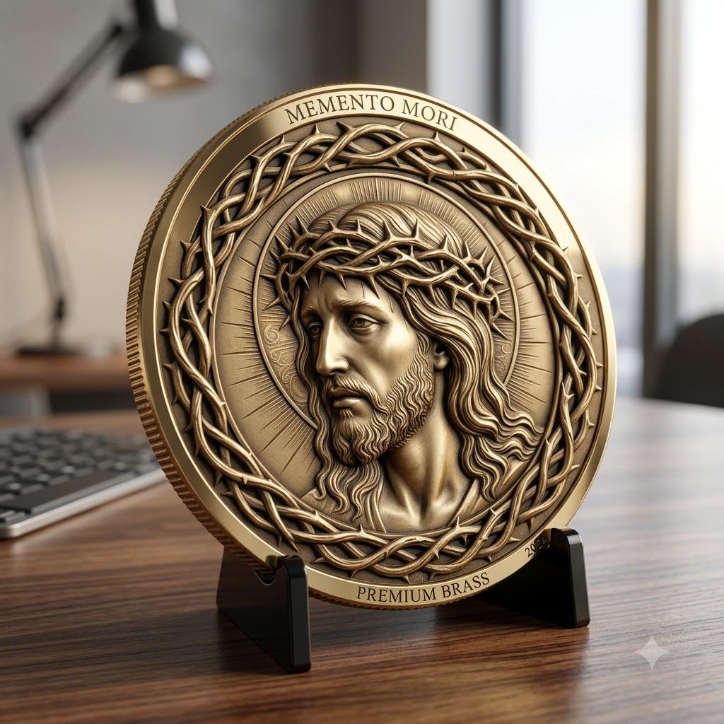 Jesus Relief PNG for Coin Engraving, Christian Medallion Depth Map Pattern