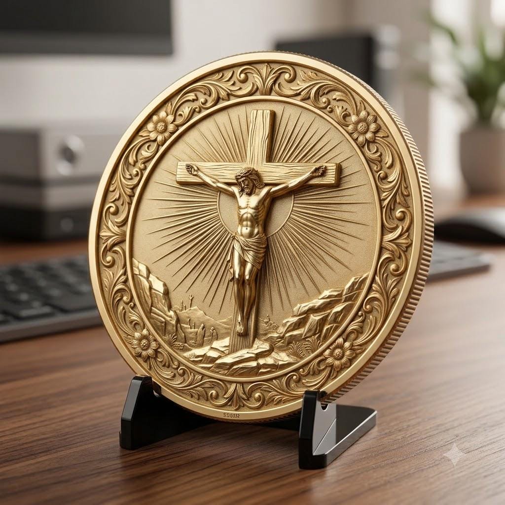 Jesus Relief PNG for Coin Engraving, Christian Medallion Depth Map Pattern