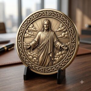 Jesus Relief PNG for Coin Engraving, Christian Medallion Depth Map Pattern
