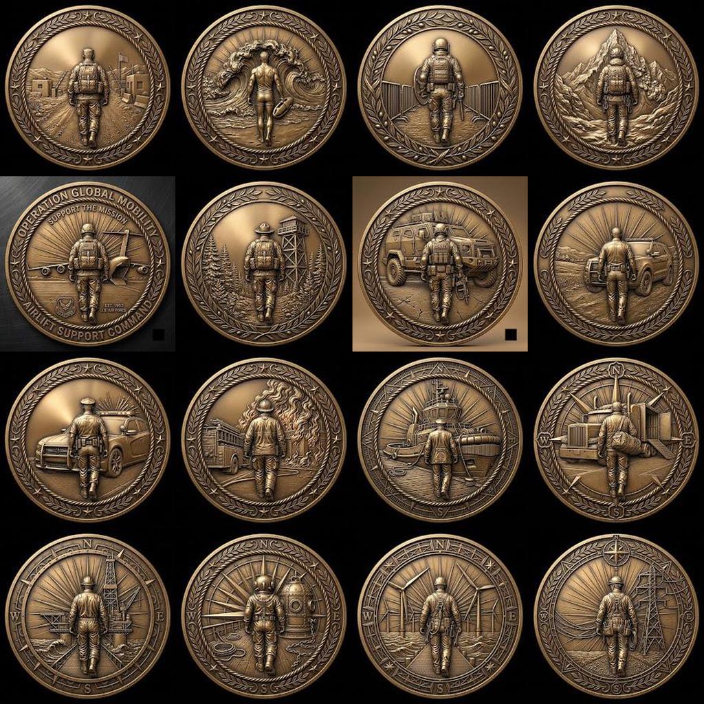 Military Challenge Coin Laser File, Deep Relief Veteran Tribute Medal Map