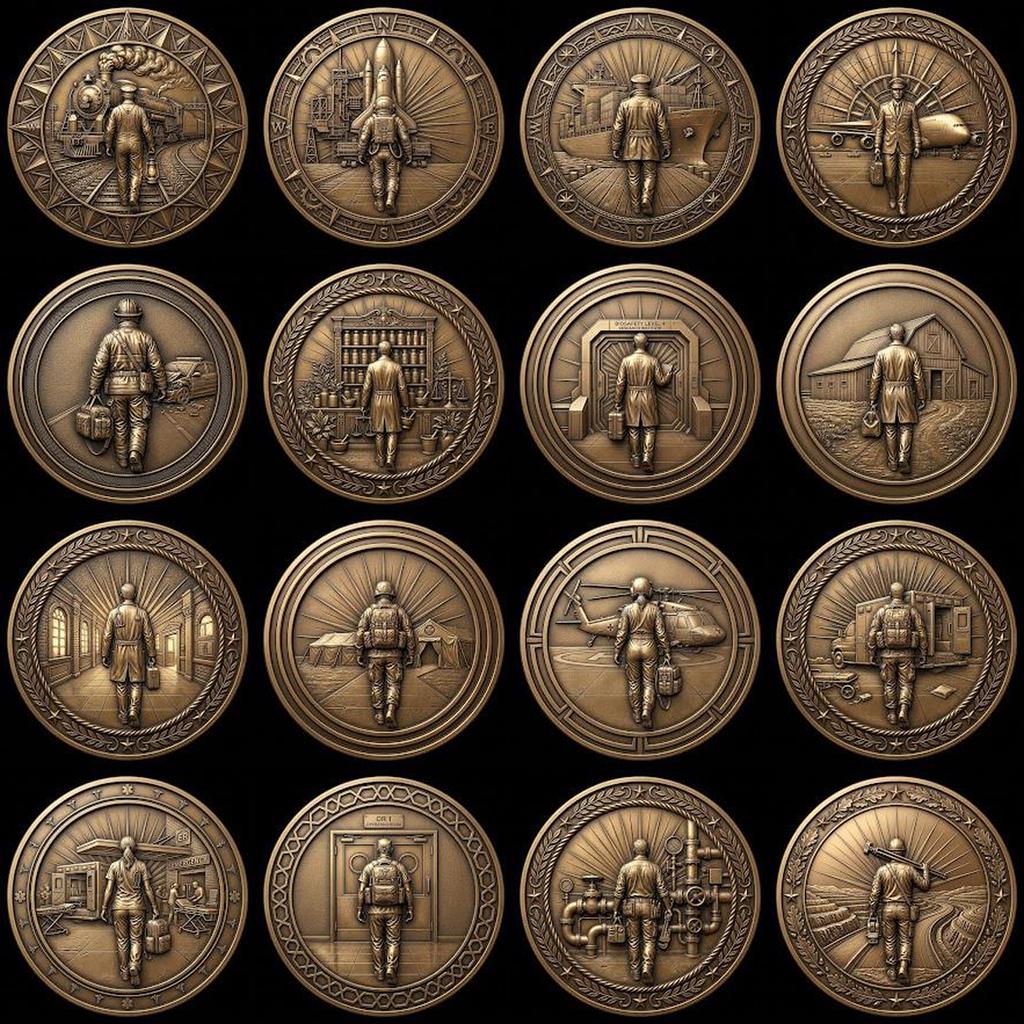 Military Challenge Coin Laser File, Deep Relief Veteran Tribute Medal Map