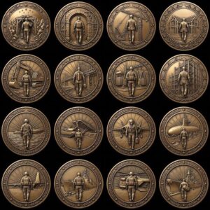 Military Challenge Coin Laser File, Deep Relief Veteran Tribute Medal Map
