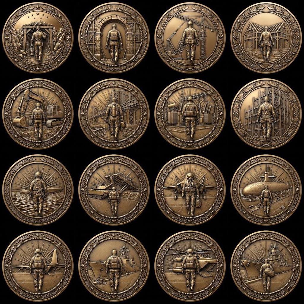 Military Challenge Coin Laser File, Deep Relief Veteran Tribute Medal Map