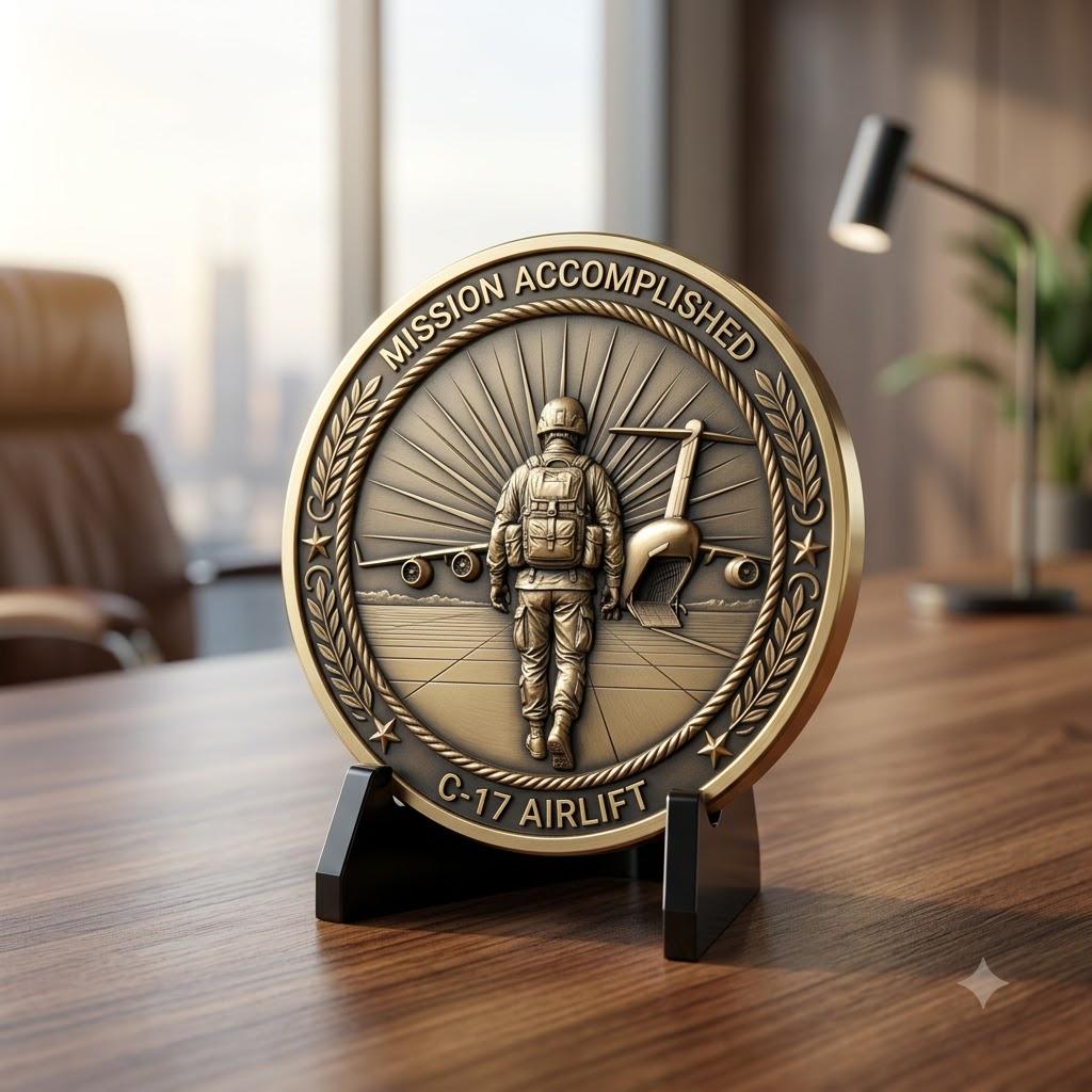Military Challenge Coin Laser File, Deep Relief Veteran Tribute Medal Map