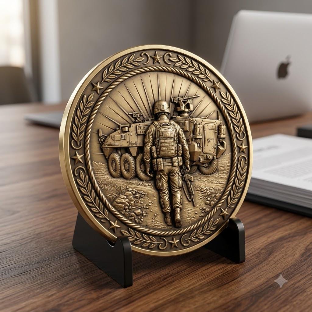 Military Challenge Coin Laser File, Deep Relief Veteran Tribute Medal Map
