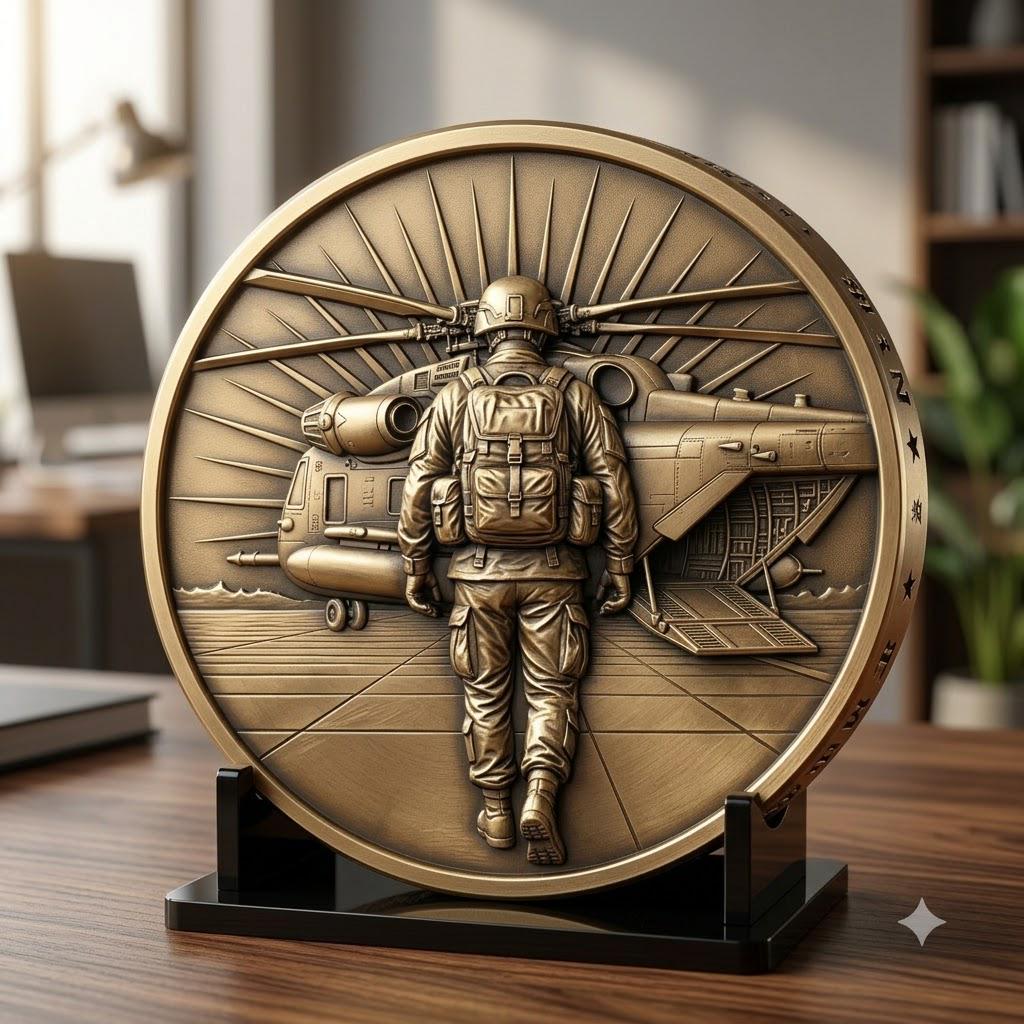 Military Challenge Coin Laser File, Deep Relief Veteran Tribute Medal Map