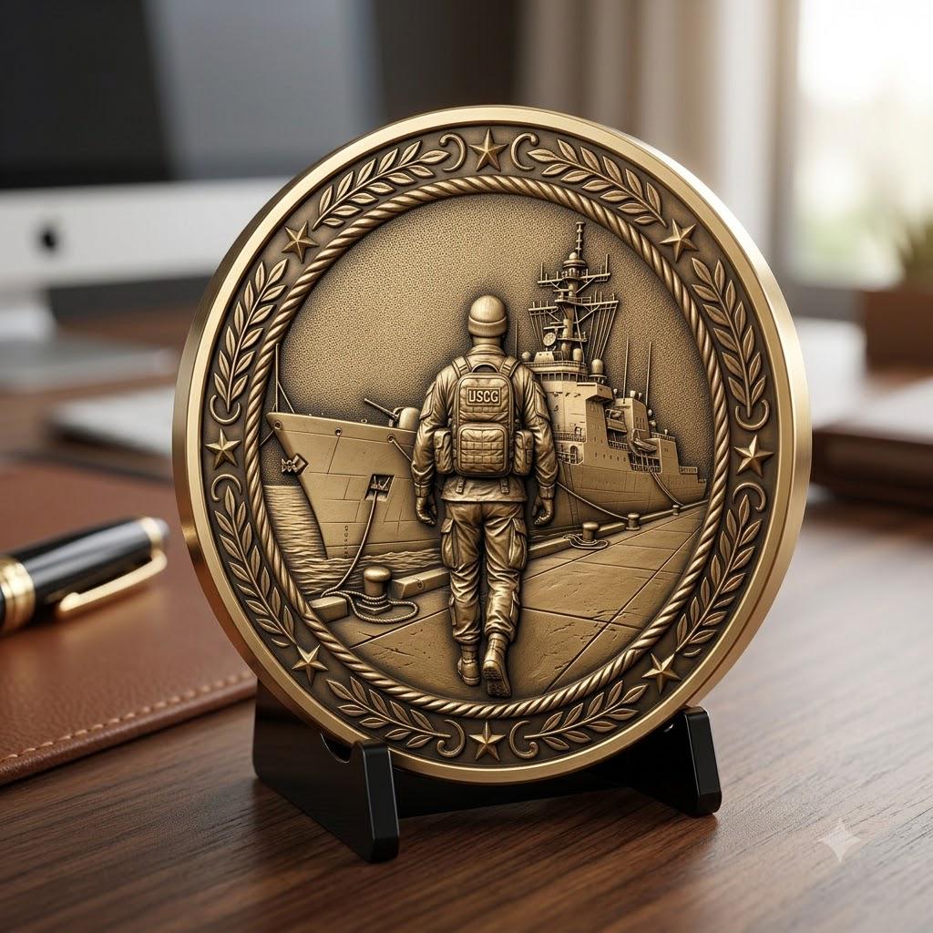 Military Challenge Coin Laser File, Deep Relief Veteran Tribute Medal Map