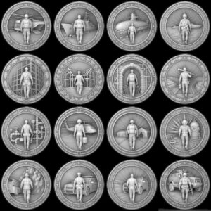 Military Challenge Coin Laser File, Deep Relief Veteran Tribute Medal Map