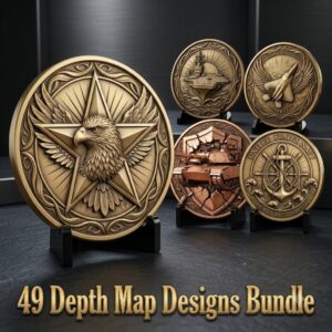 Military Coin Depth Maps, 49 High Detail Relief Files for Laser Engraving