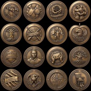 Military Coin Depth Maps, 49 High Detail Relief Files for Laser Engraving