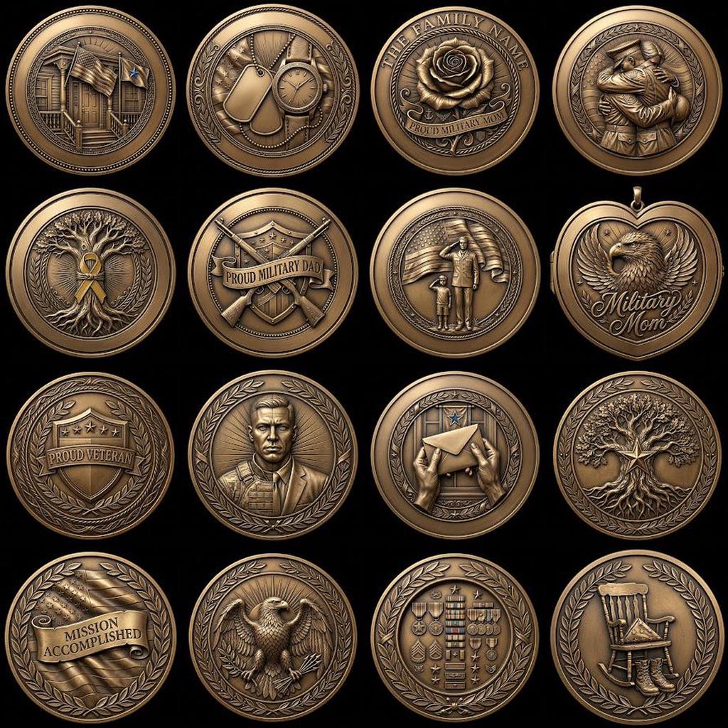 Military Coin Depth Maps, 49 High Detail Relief Files for Laser Engraving