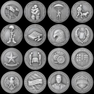 Military Coin Depth Maps, 49 High Detail Relief Files for Laser Engraving