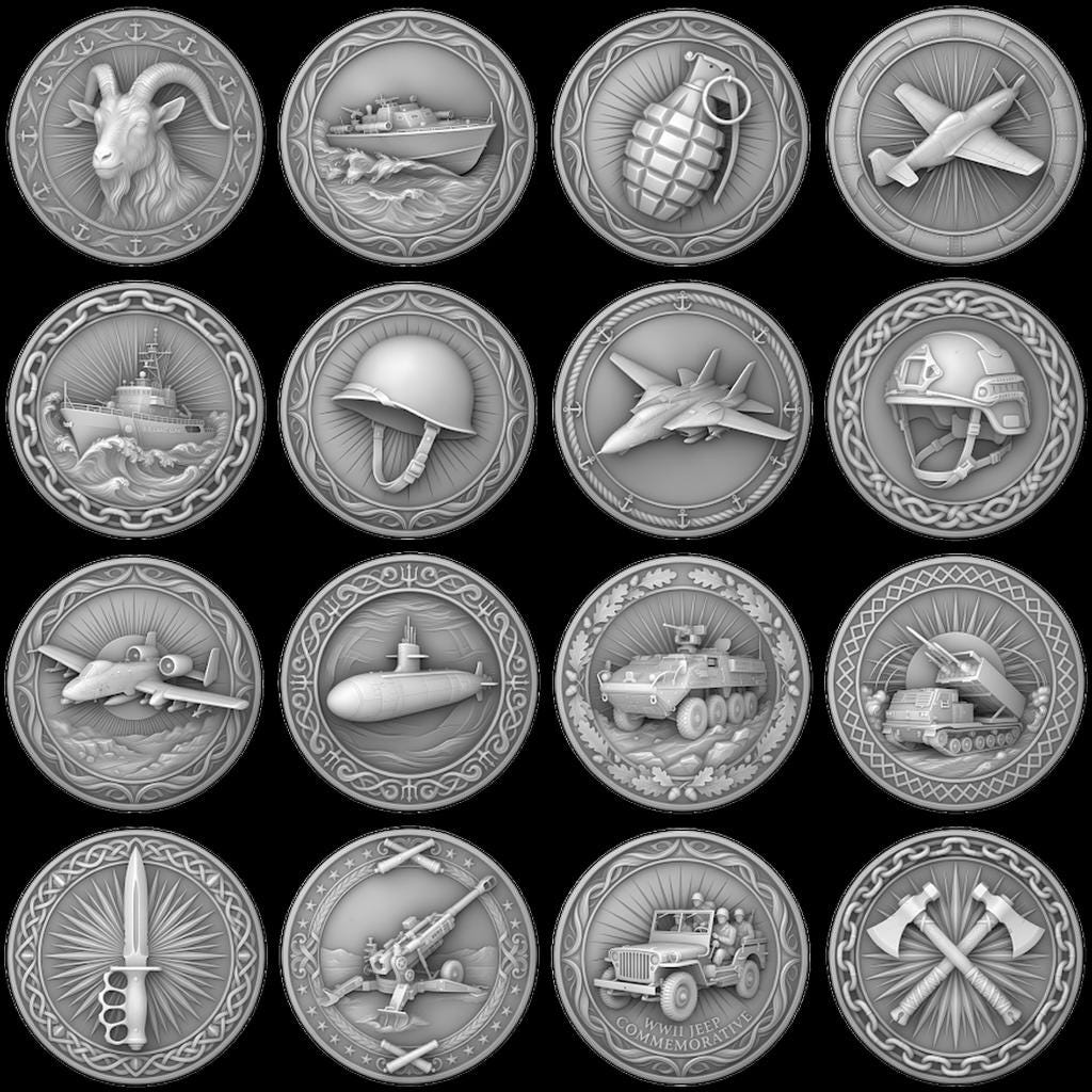 Military Coin Engraving File, Patriotic Medal Relief Laser Depth Map PNG