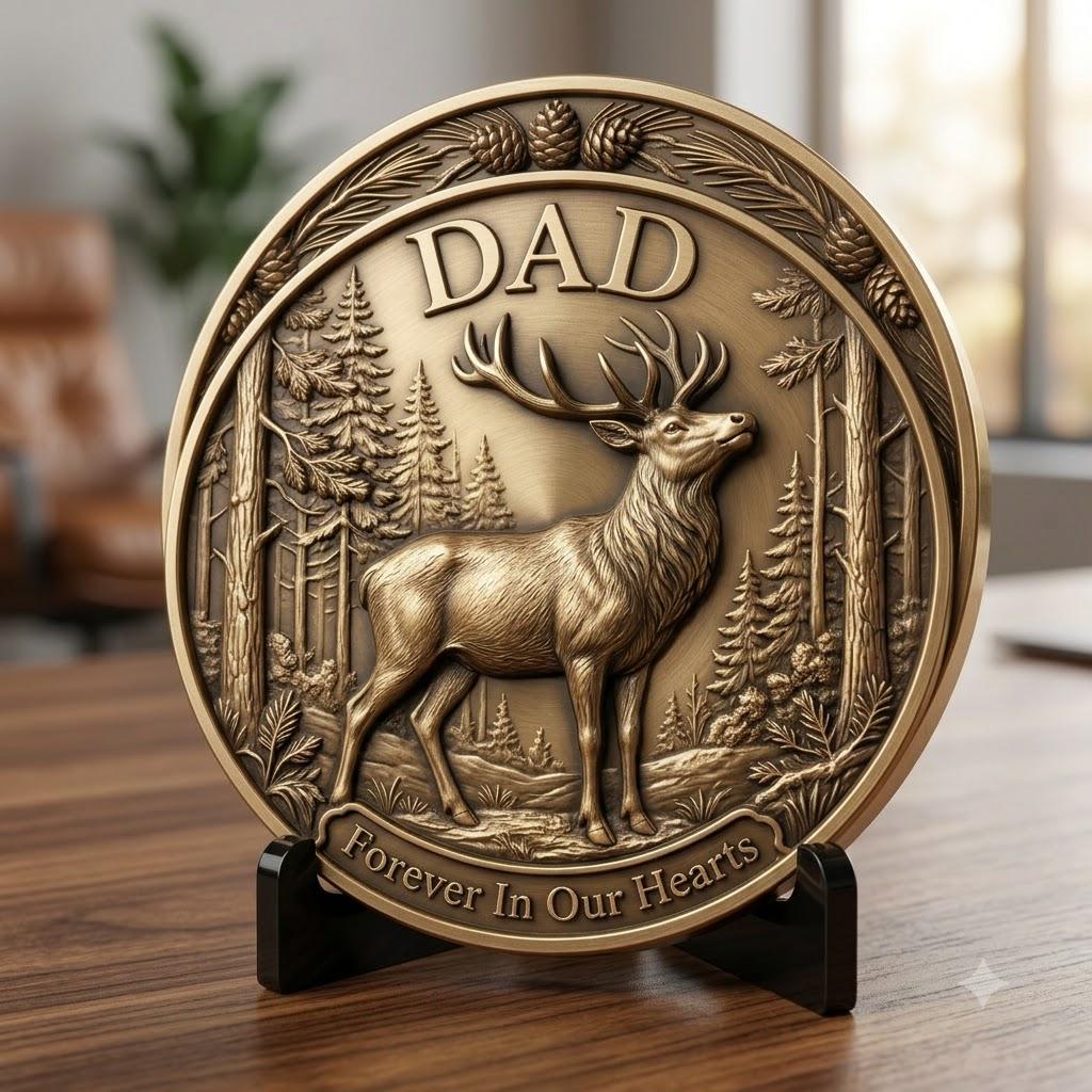 Mom and Dad Memorial Coin Engraving File, Family Heritage Laser Depth Map PNG