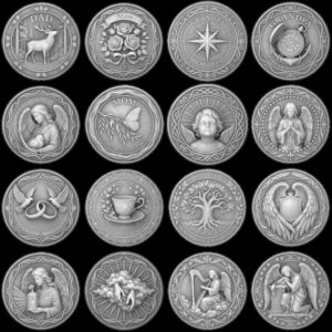 Mom and Dad Memorial Coin Engraving File, Family Heritage Laser Depth Map PNG