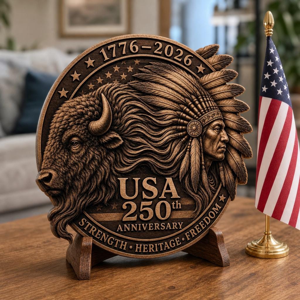 Native American Bison Laser Engraving Design, 3D Ancestral Spirit Wood Plaque